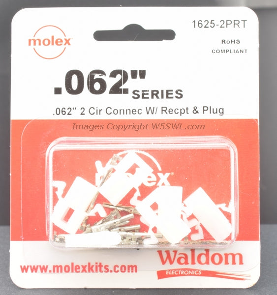 Molex Waldom 1625-2PRT 2 Circuit .062 Connectors Male Female Contacts - Dave's Hobby Shop by W5SWL