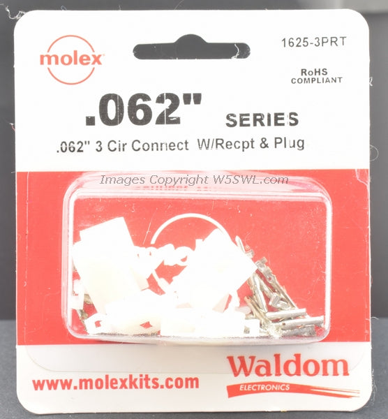 Molex Waldom 1625-3PRT 3 Circuit .062 Connectors Male Female Contacts - Dave's Hobby Shop by W5SWL