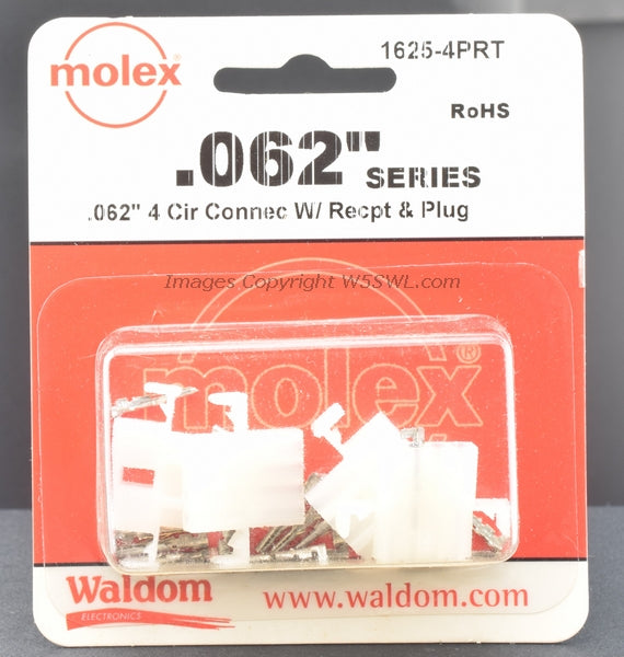 Molex Waldom 1625-4PRT 4 Circuit .062 Connectors Male Female Contacts - Dave's Hobby Shop by W5SWL