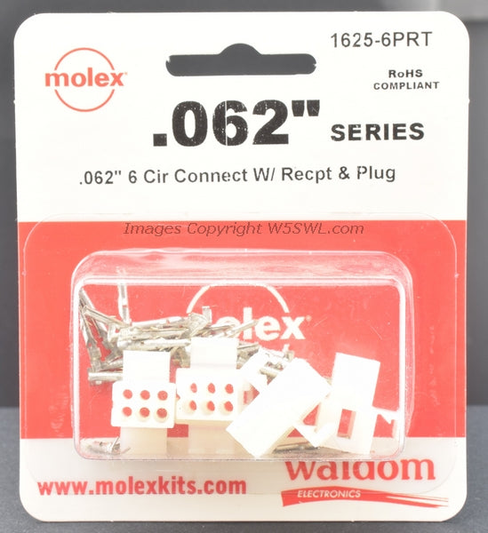 Molex Waldom 1625-6PRT 6 Circuit .062 Connectors Male Female Contacts - Dave's Hobby Shop by W5SWL