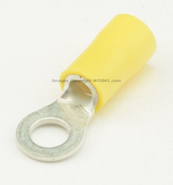 Vinyl Ring Terminal Butted Seam #10 or .19" Stud Size Yellow 10 - 12 Ga - Dave's Hobby Shop by W5SWL