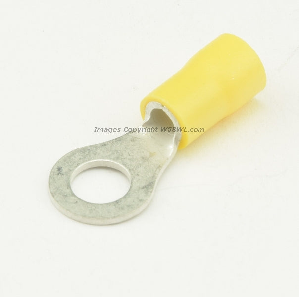 Vinyl Ring Terminal Butted Seam 1/4" Stud Size Yellow 10 - 12 Ga - Dave's Hobby Shop by W5SWL