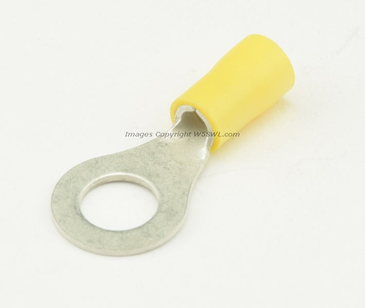 Vinyl Ring Terminal Butted Seam 5/16" Stud Size Yellow 10 - 12 Ga - Dave's Hobby Shop by W5SWL