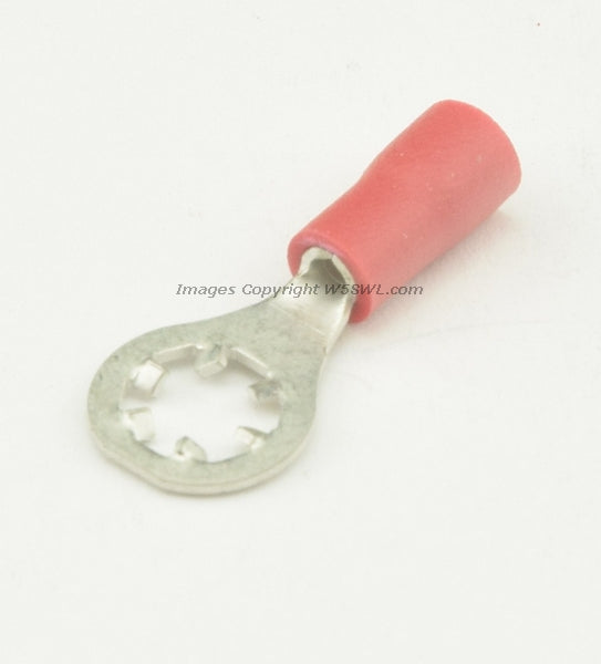 Vinyl Star Ring Terminal Butted Seam  #8 or .164" Stud Size Red 18 to 22 Ga - Dave's Hobby Shop by W5SWL