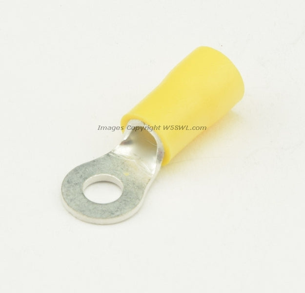 Vinyl Ring Terminal Butted Seam #8 or .164" Stud Size Yellow 10 - 12 Ga - Dave's Hobby Shop by W5SWL