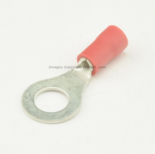 Vinyl Ring Terminal Butted Seam 1/4" Stud Size Red 18 to 22 Ga - Dave's Hobby Shop by W5SWL