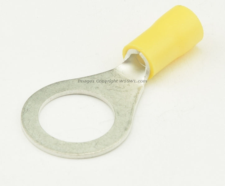 Vinyl Ring Terminal Butted Seam 1/2" Stud Size Yellow 10 - 12 Ga - Dave's Hobby Shop by W5SWL