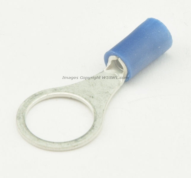 Vinyl Ring Terminal Butted Seam 3/8" Stud Size Blue 14 - 16 Ga - Dave's Hobby Shop by W5SWL