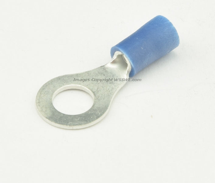 Vinyl Ring Terminal Butted Seam 1/4" Stud Size Blue 14 - 16 Ga - Dave's Hobby Shop by W5SWL