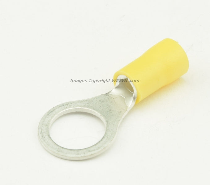 Vinyl Ring Terminal Butted Seam 3/8" Stud Size Yellow 10 - 12 Ga - Dave's Hobby Shop by W5SWL