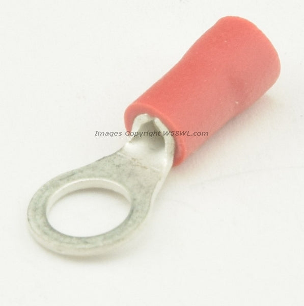 Vinyl Ring Terminal Butted Seam  #10 or.190" Stud Size Red 18 to 22 Ga - Dave's Hobby Shop by W5SWL