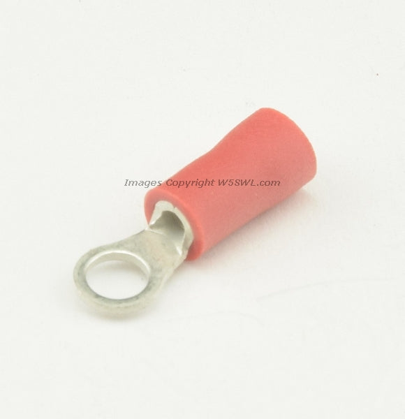 Vinyl Ring Terminal Butted Seam  #6 or .138" Stud Size Red 18 to 22 Ga - Dave's Hobby Shop by W5SWL