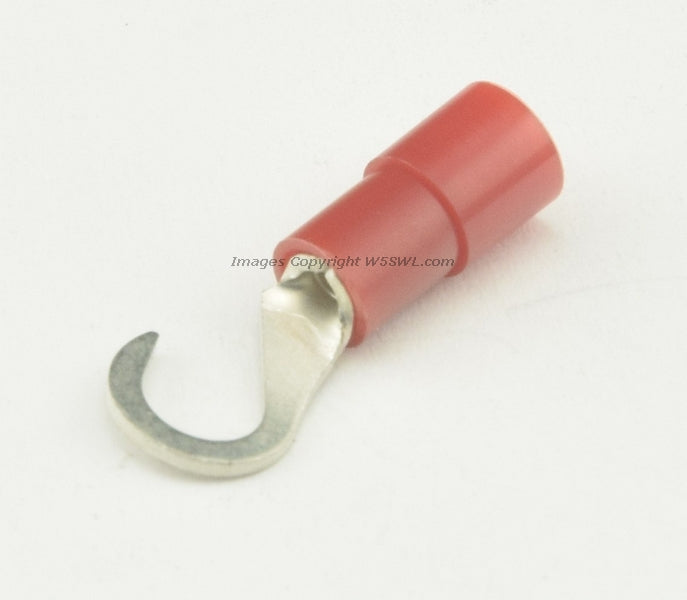 Nylon Hook Terminal Butted Seam #10 or .190" Stud Size Red 18 - 22 Ga - Dave's Hobby Shop by W5SWL