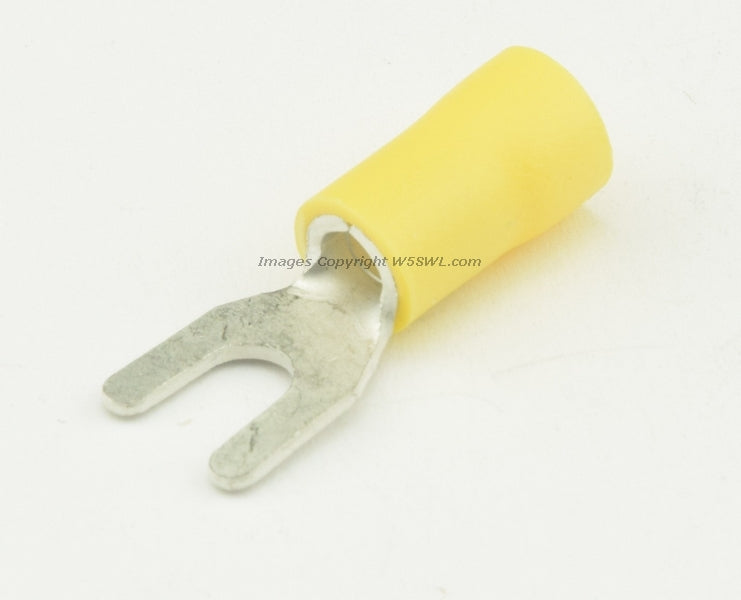 Vinyl Spade Terminal Butted Seam #8 or .164" Stud Size Yellow 10 - 12 Ga - Dave's Hobby Shop by W5SWL