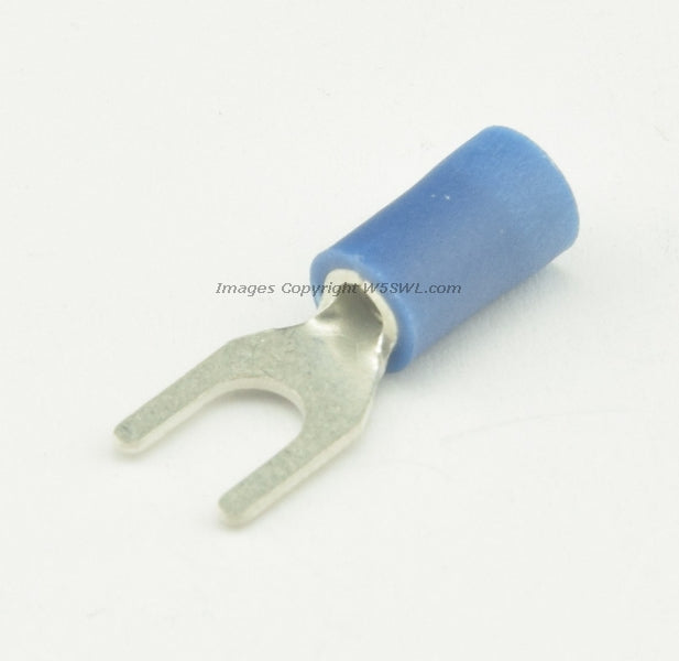 Vinyl Spade Terminal Butted Seam #8 or .164" Stud Size Blue 14 - 16 Ga - Dave's Hobby Shop by W5SWL