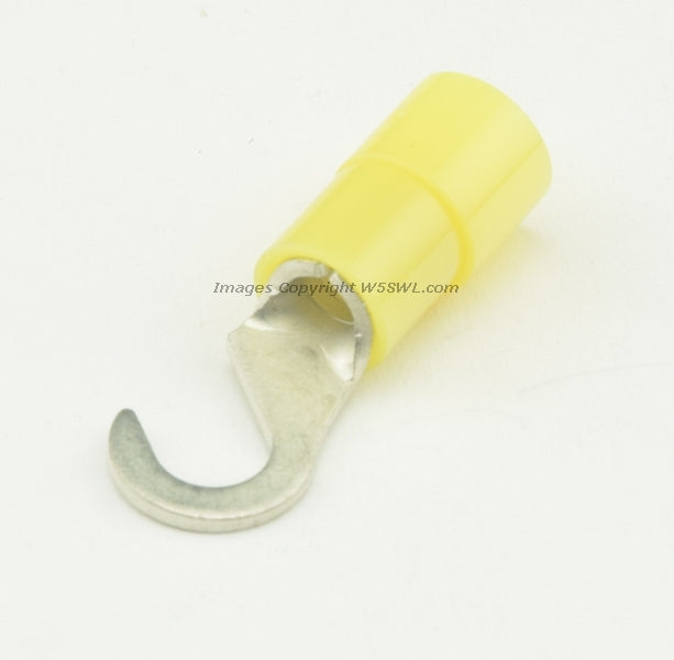 Nylon Hook Terminal Butted Seam #10 or .190" Stud Size Yellow 10 - 12 Ga - Dave's Hobby Shop by W5SWL