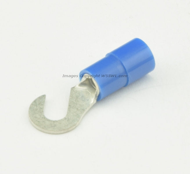 Nylon Hook Terminal Butted Seam #6 or .138" Stud Size Blue 14 - 16 Ga - Dave's Hobby Shop by W5SWL