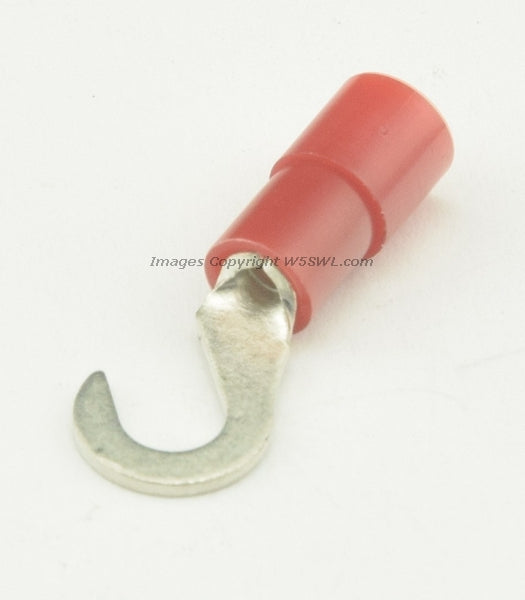 Nylon Hook Terminal Butted Seam #8 or .164" Stud Size Red 18 - 22 Ga - Dave's Hobby Shop by W5SWL