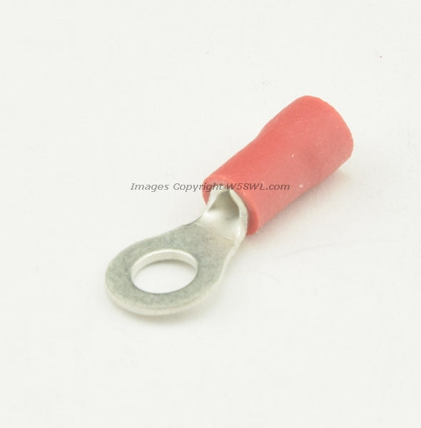 Vinyl Ring Terminal Butted Seam  #8 or .164" Stud Size Red 18 to 22 Ga - Dave's Hobby Shop by W5SWL