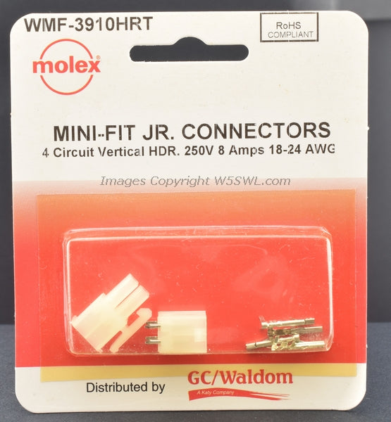 Molex GC Waldom WMF-3910HRT MINI-FIT JR Connectors 4 Circuit - Dave's Hobby Shop by W5SWL