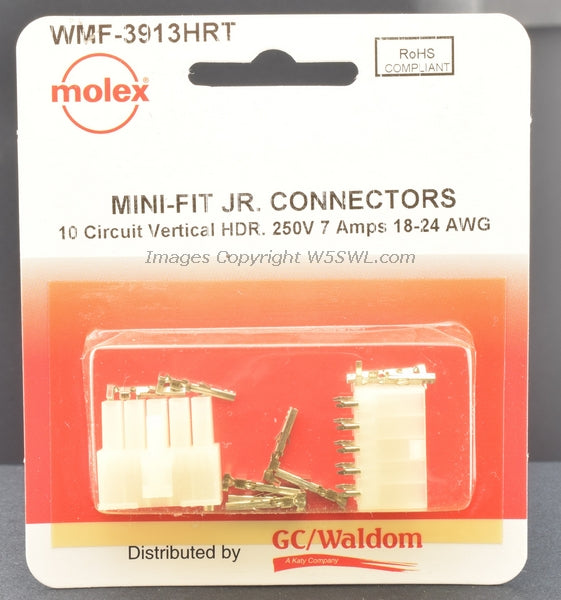 Molex Waldom WMF-3913HRT MINI-FIT JR Connectors 10 Circuit - Dave's Hobby Shop by W5SWL