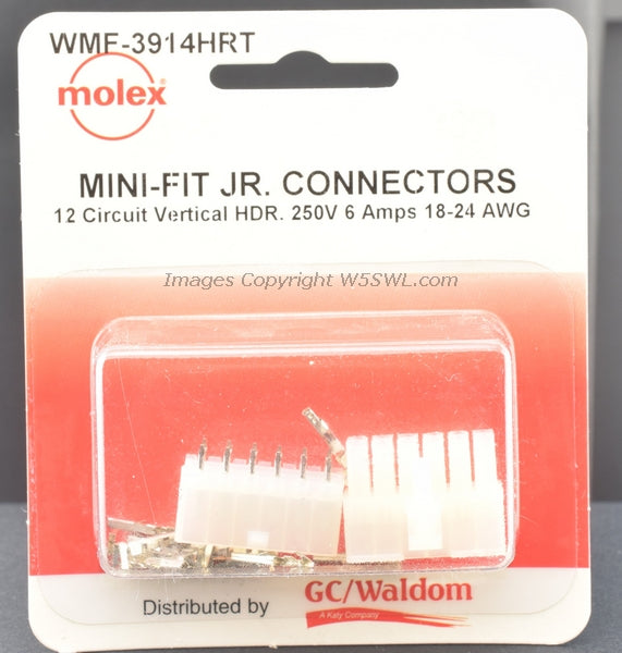 Molex Waldom WMF-3914HRT MINI-FIT JR Connectors 12 Circuit - Dave's Hobby Shop by W5SWL