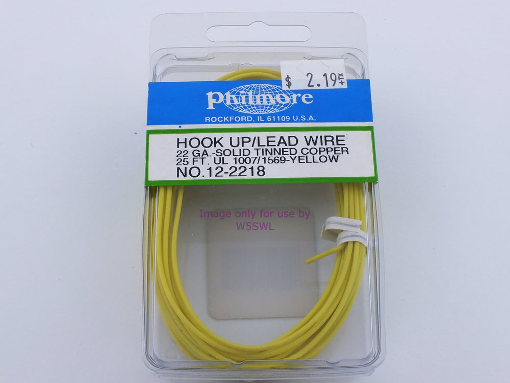 Philmore 12-2218 Hook Up Wire 22GA Solid Tinned Copper 25ft Yellow (Bin84) - Dave's Hobby Shop by W5SWL