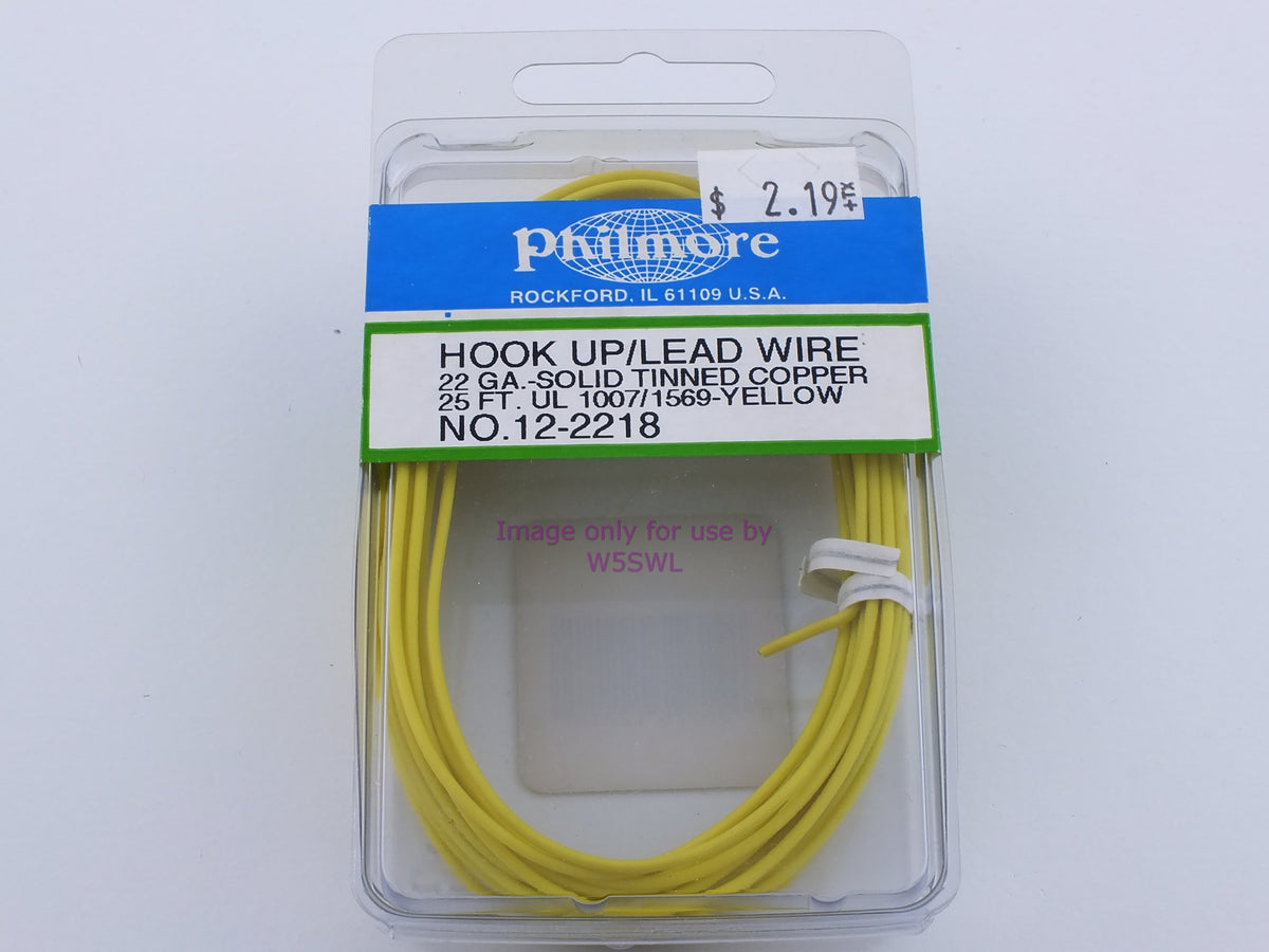 Philmore 12-2218 Hook Up Wire 22GA Solid Tinned Copper 25ft Yellow (Bin84) - Dave's Hobby Shop by W5SWL