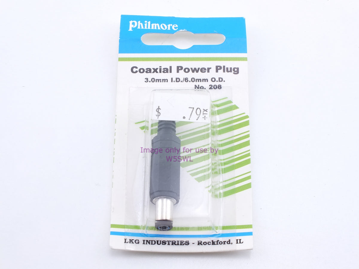 Philmore 208 Coaxial Power Plug 3.0mm I.D./6.0mm O.D. (bin30) - Dave's Hobby Shop by W5SWL