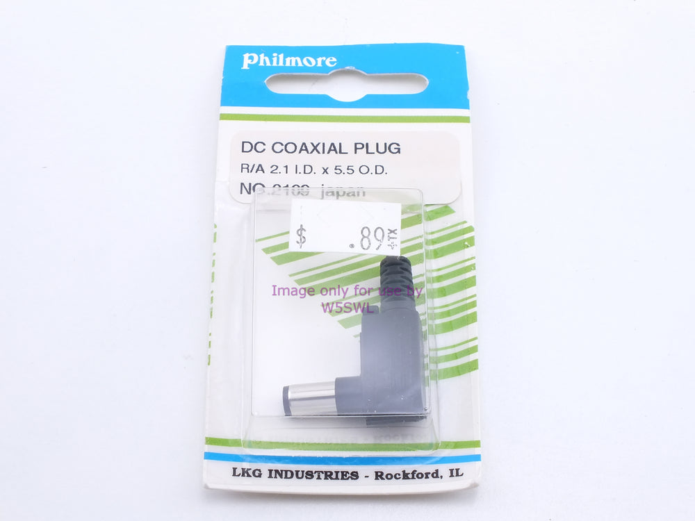 Philmore 2109 DC Coaxial Plug R/A 2.1 I.D. x 5.5 O.D. (bin33) - Dave's Hobby Shop by W5SWL