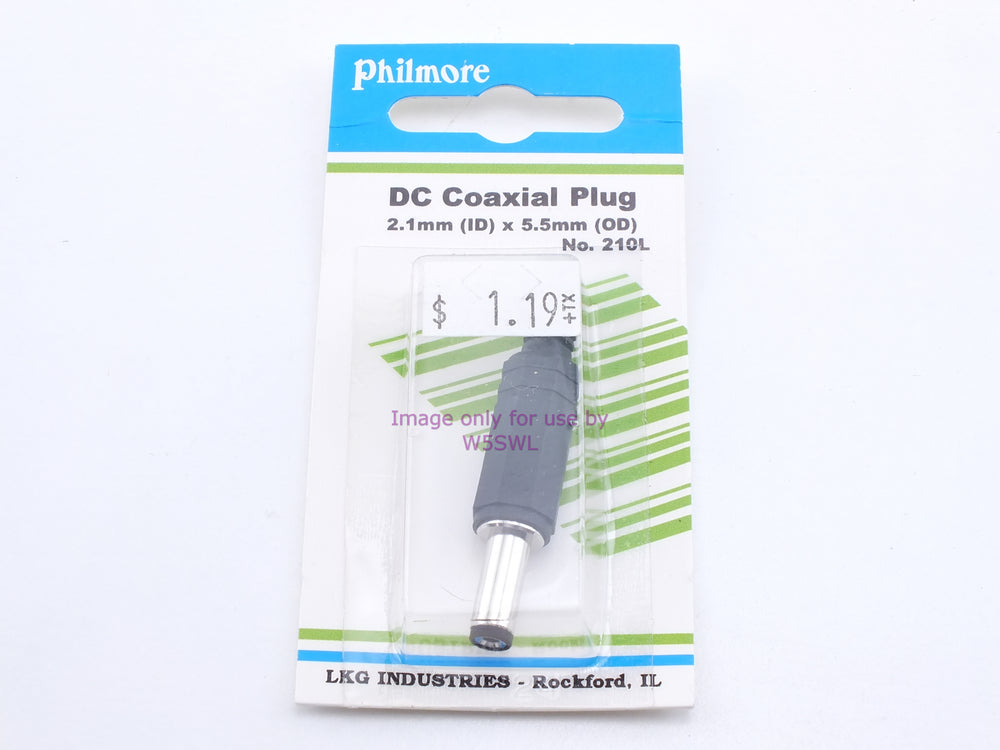 Philmore 210L DC Coaxial Plug 2.1mm (ID) x 5.5mm (OD) (bin33) - Dave's Hobby Shop by W5SWL