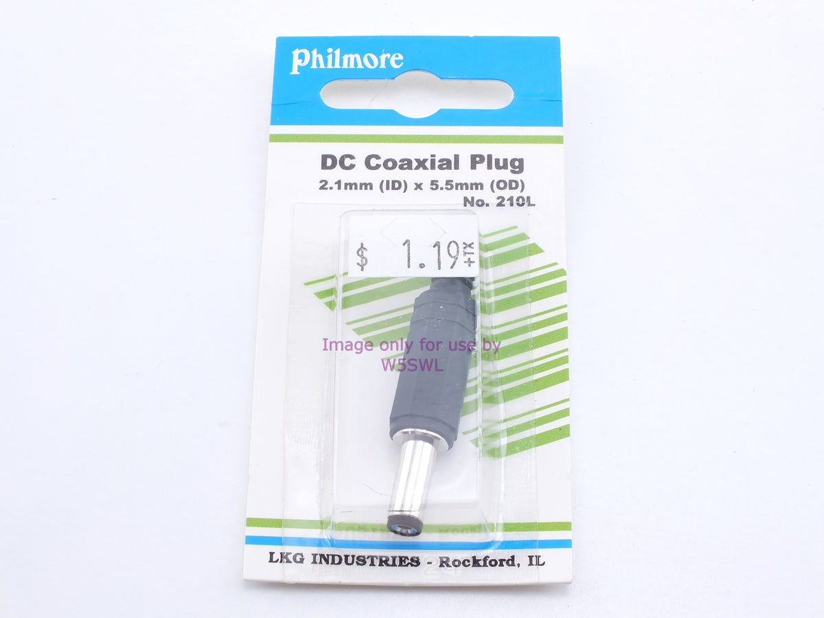 Philmore 210L DC Coaxial Plug 2.1mm (ID) x 5.5mm (OD) (bin33) - Dave's Hobby Shop by W5SWL