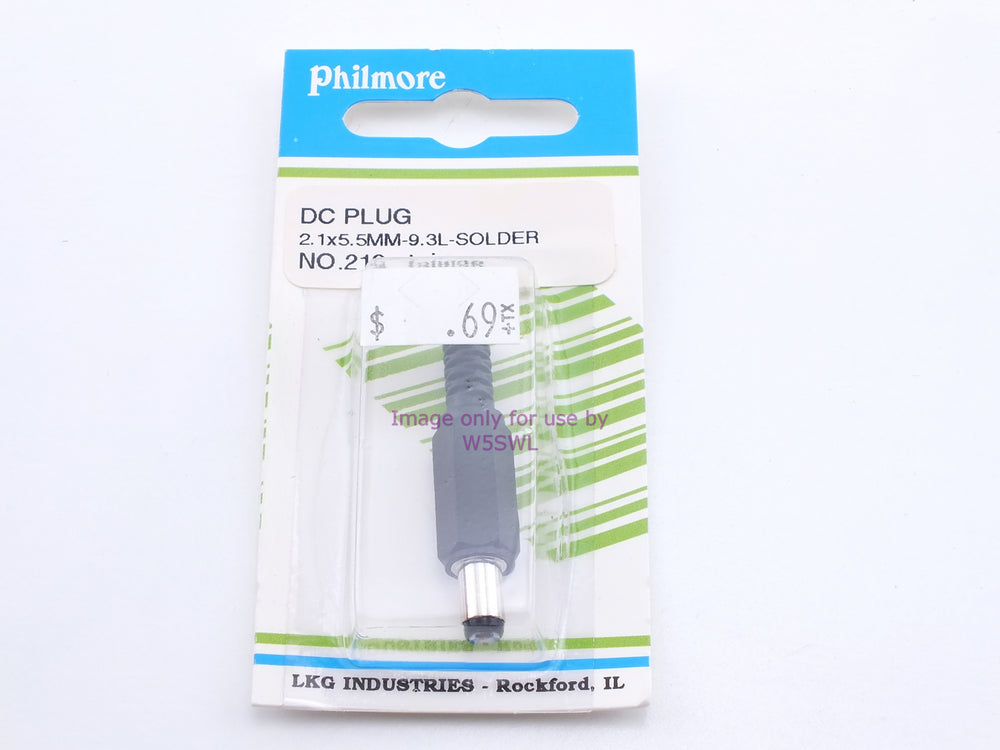 Philmore 219 DC Plug 2.1x5.5MM-9.3L-Solder (bin33) - Dave's Hobby Shop by W5SWL