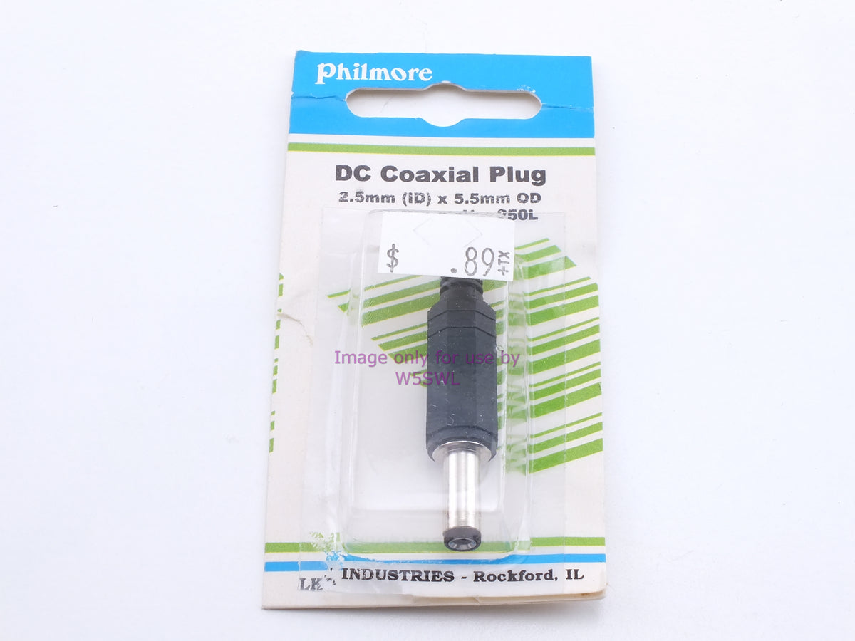 Philmore 250L DC Coaxial Plug 2.5mm (ID) x 5.5mm OD (bin33) - Dave's Hobby Shop by W5SWL