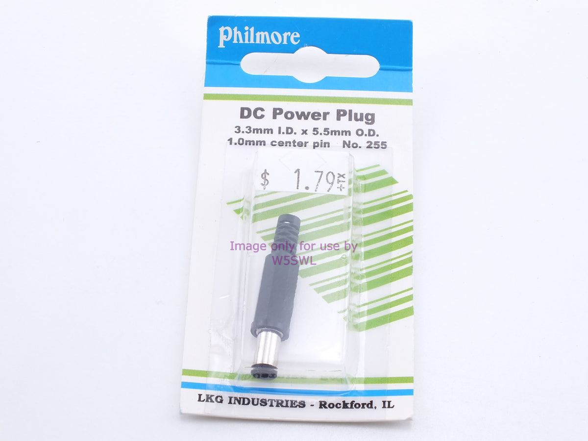 Philmore 255 DC Power Plug 3.3mm I.D. x 5.5mm O.D. 1.0mm Center Pin (bin33) - Dave's Hobby Shop by W5SWL