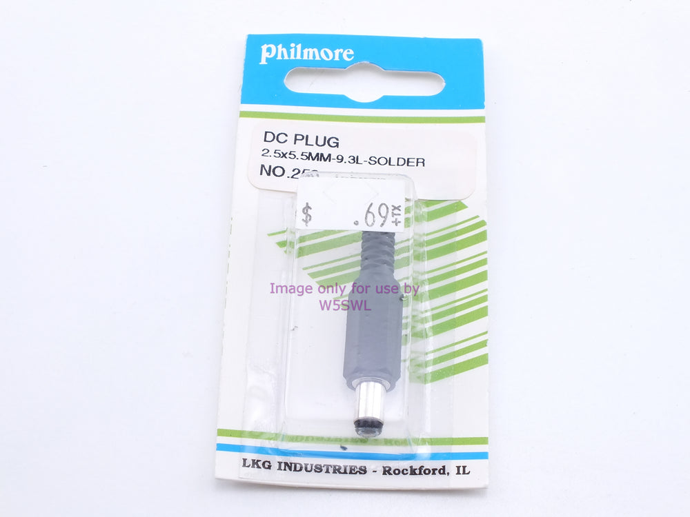 Philmore 259 DC Plug 2.5x5.5MM-9.3L-Solder (bin33) - Dave's Hobby Shop by W5SWL