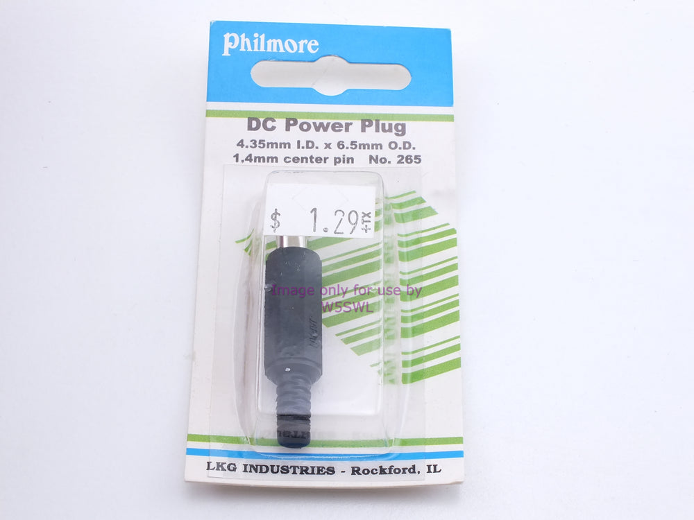 Philmore 265 DC Power Plug 4.35mm I.D. x 6.5mm O.D. 1.4mm Center Pin (bin33) - Dave's Hobby Shop by W5SWL