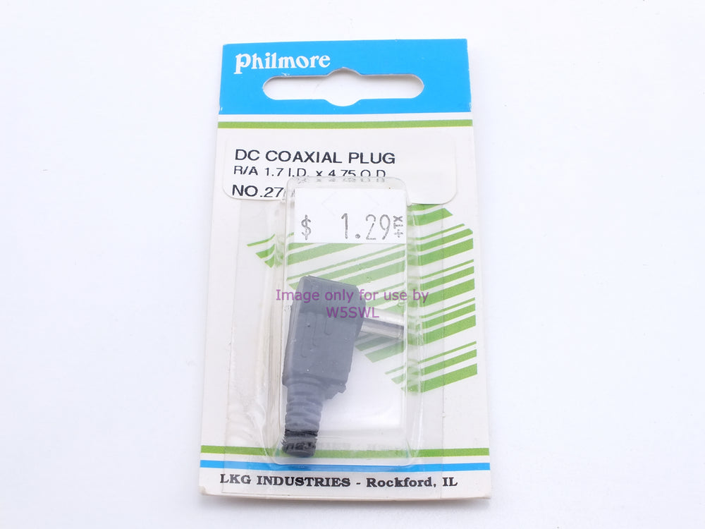 Philmore 2759 DC Coaxial Plug R/A 1.7 I.D. x 4.75 O.D. (bin33) - Dave's Hobby Shop by W5SWL