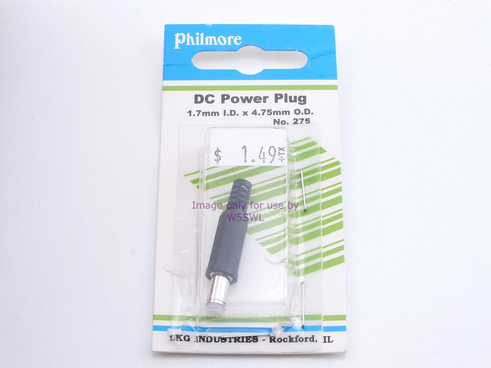 Philmore 275 DC Power Plug 1.7mm I.D. x 4.75mm O.D. (bin33) - Dave's Hobby Shop by W5SWL