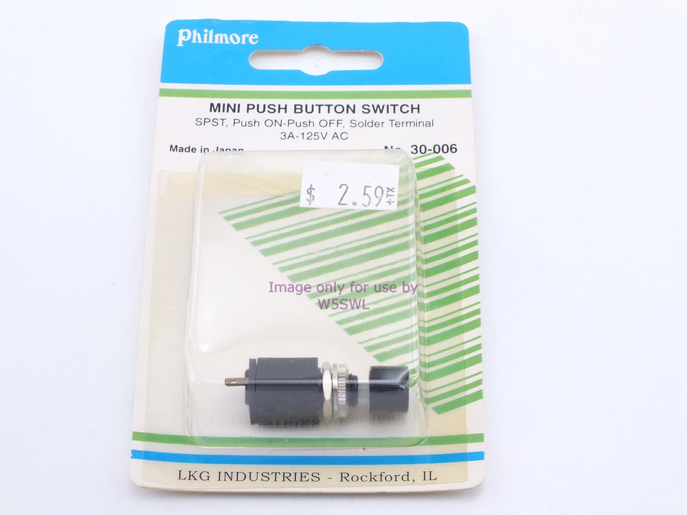 Philmore 30-006 Mini Push Button Switch SPST Push On Off 3A 125VAC (bin12) - Dave's Hobby Shop by W5SWL