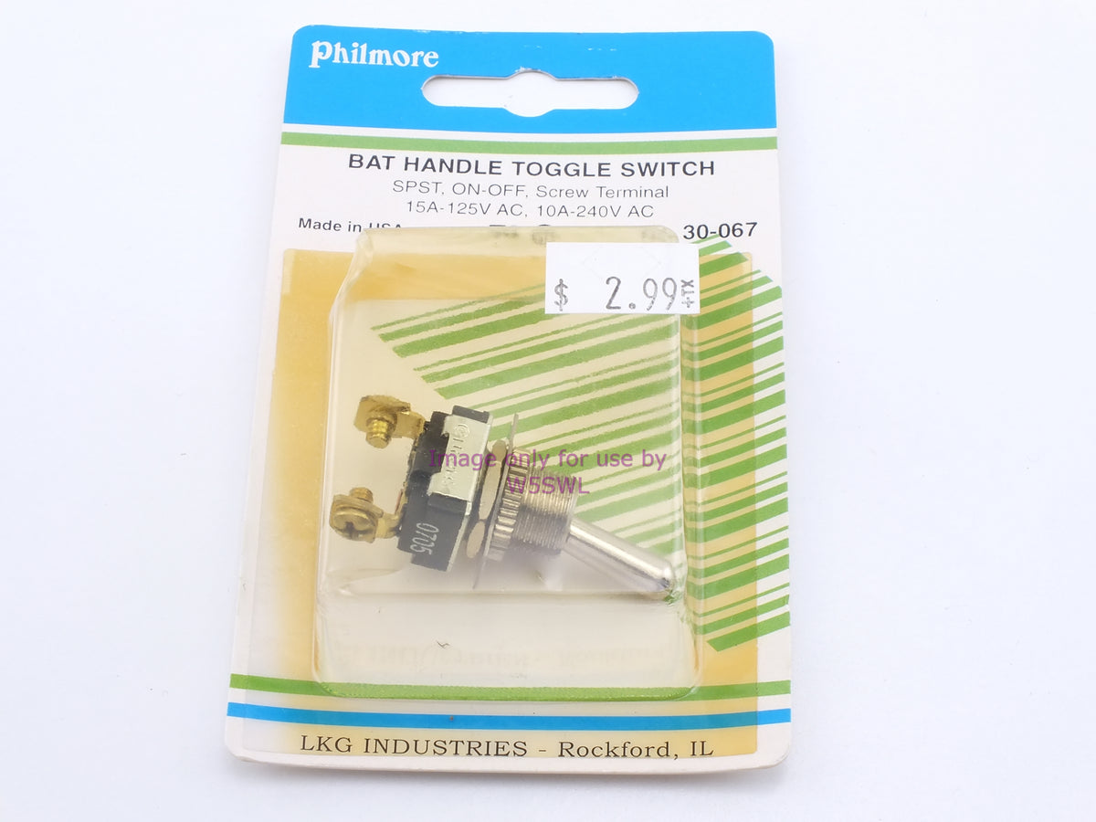 Philmore 30-067 Bat Handle Toggle Switch SPST On-Off Screw 15A 125VAC (bin14) - Dave's Hobby Shop by W5SWL