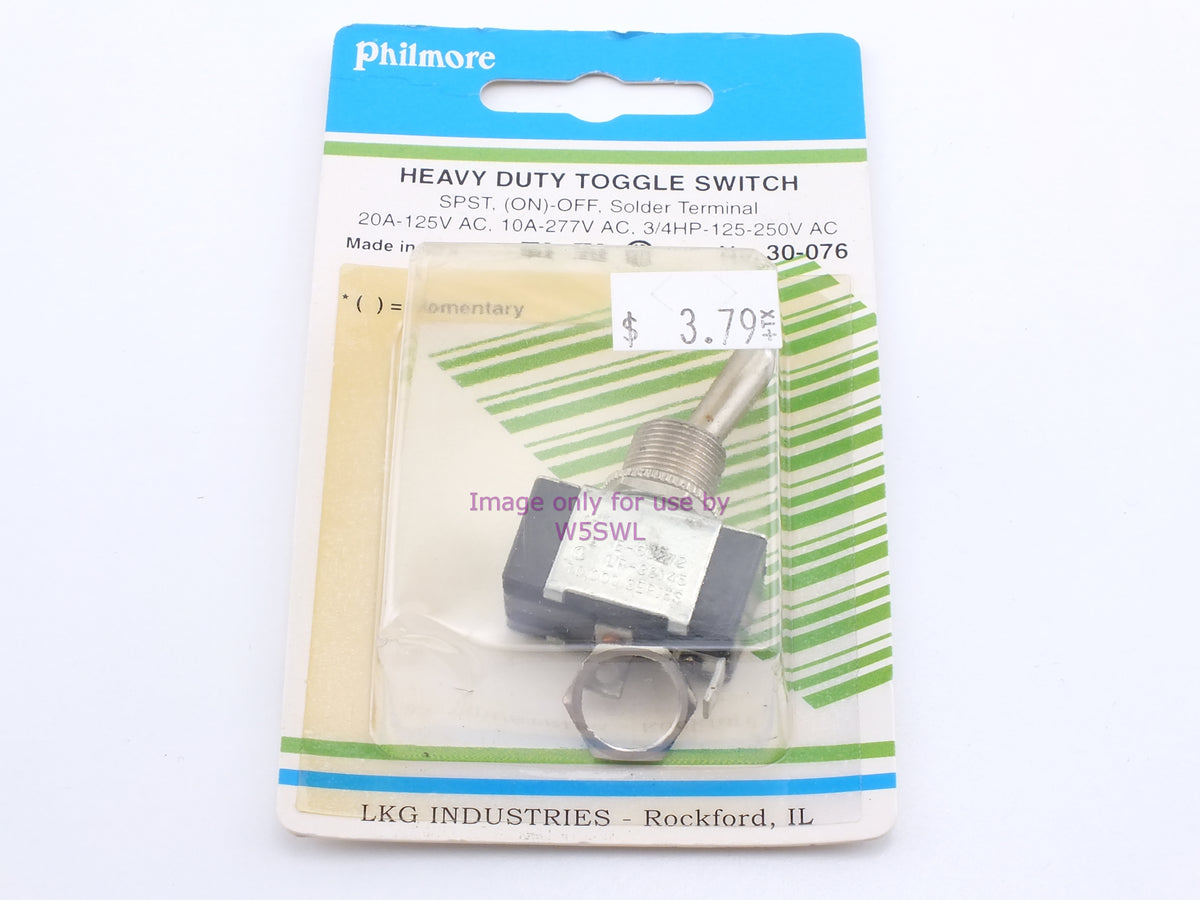 Philmore 30-076 HD Toggle Switch SPST (On)-Off Solder 20A 125VAC (bin14) - Dave's Hobby Shop by W5SWL