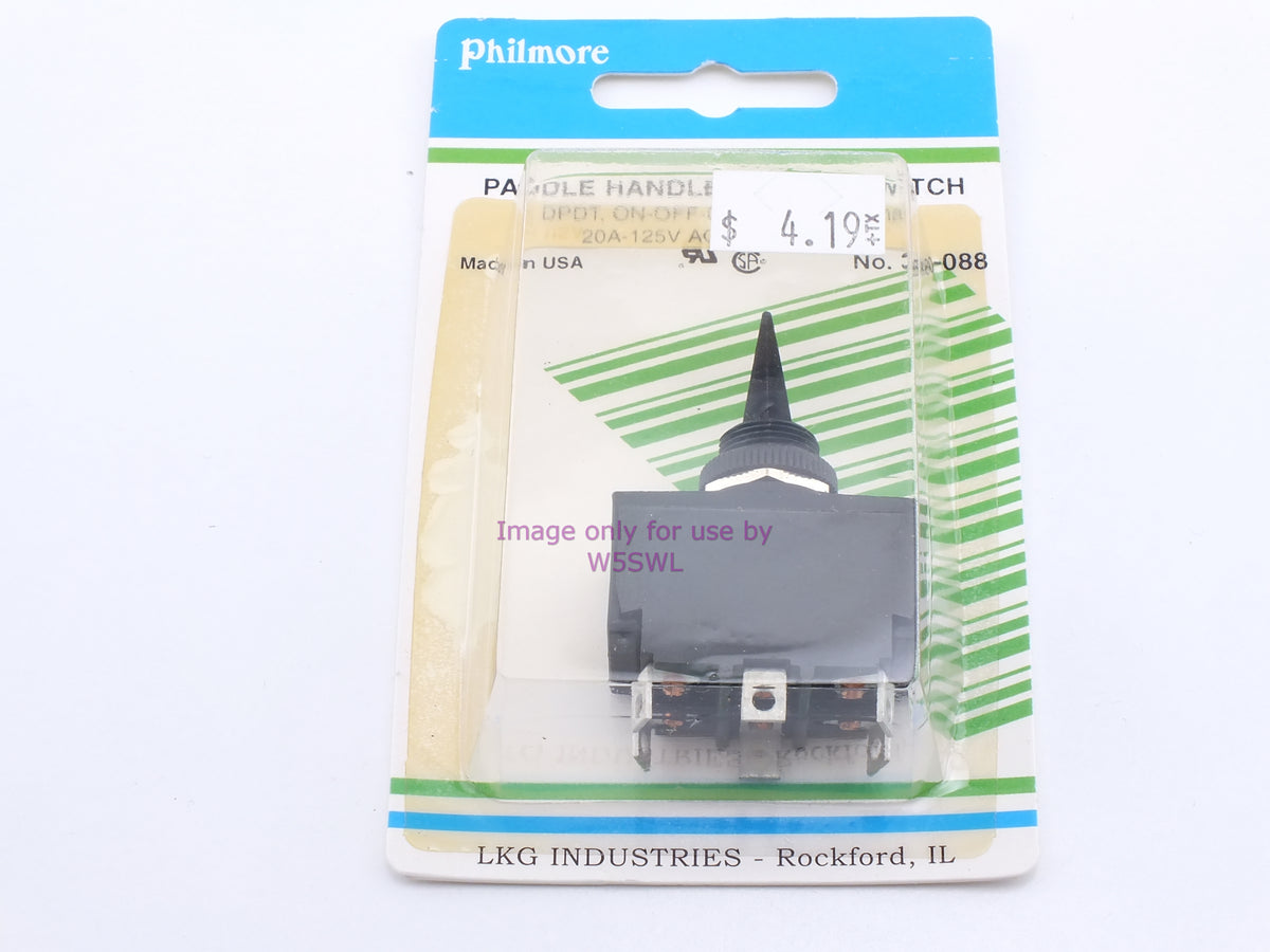 Philmore 30-088 Paddle Handle Toggle Switch DPDT On-Off-On Solder 20A 125VAC (bin14) - Dave's Hobby Shop by W5SWL