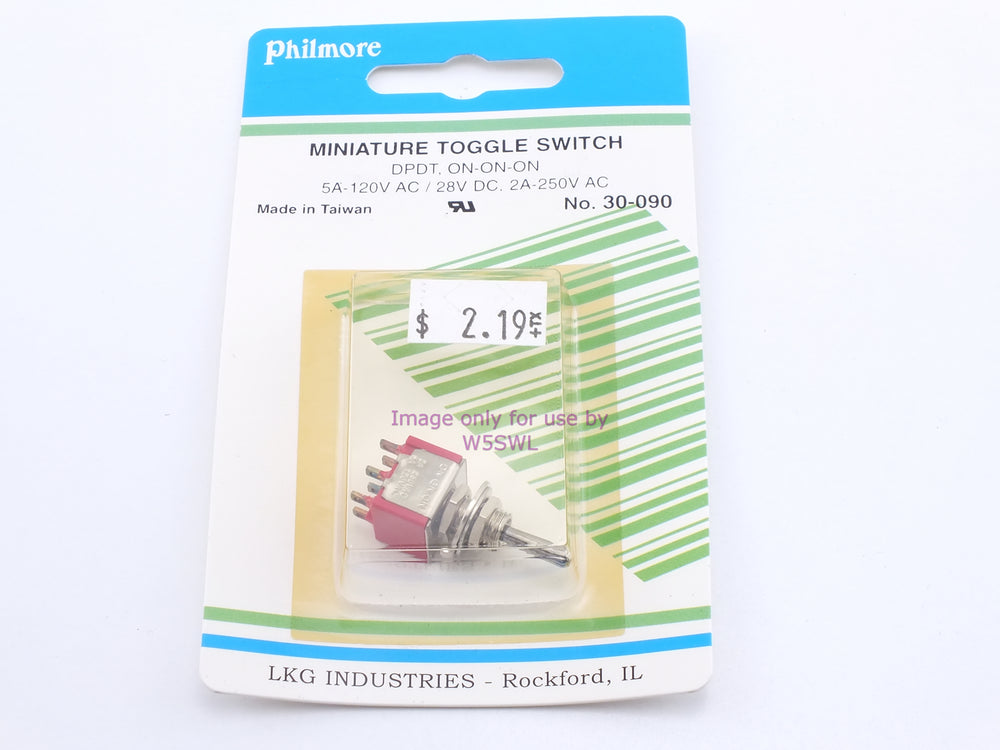 Philmore 30-090 Miniature Toggle Switch DPDT On-On-On 5A 120VAC/28 VDC (bin14) - Dave's Hobby Shop by W5SWL