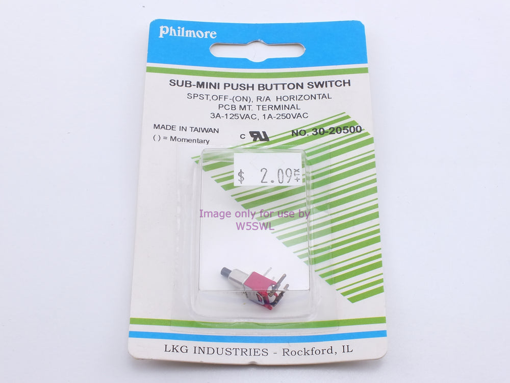 Philmore 30-20500 Sub-Mini Push Button Switch SPST Off-(On) Momentary R/A Horizontal PCB Mt. 3A-125VAC (bin27) - Dave's Hobby Shop by W5SWL