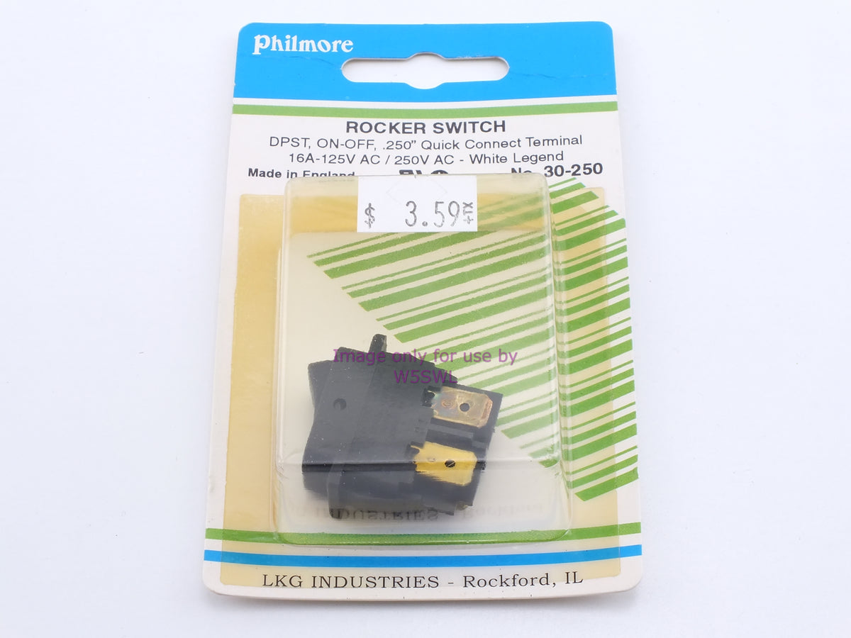 Philmore 30-250 Rocker Switch DPST On-Off .250" Quick Connect 16A-125VAC (bin16) - Dave's Hobby Shop by W5SWL