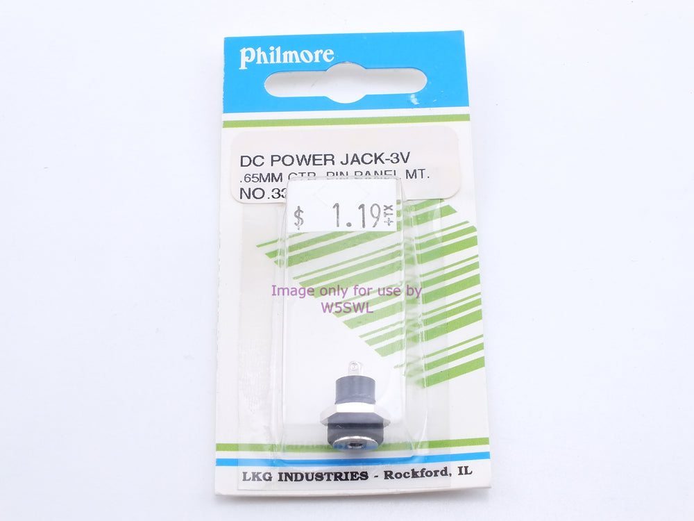 Philmore 335 DC Power Jack-3V .65MM CTR. Pin-Panel Mt. (bin31) - Dave's Hobby Shop by W5SWL