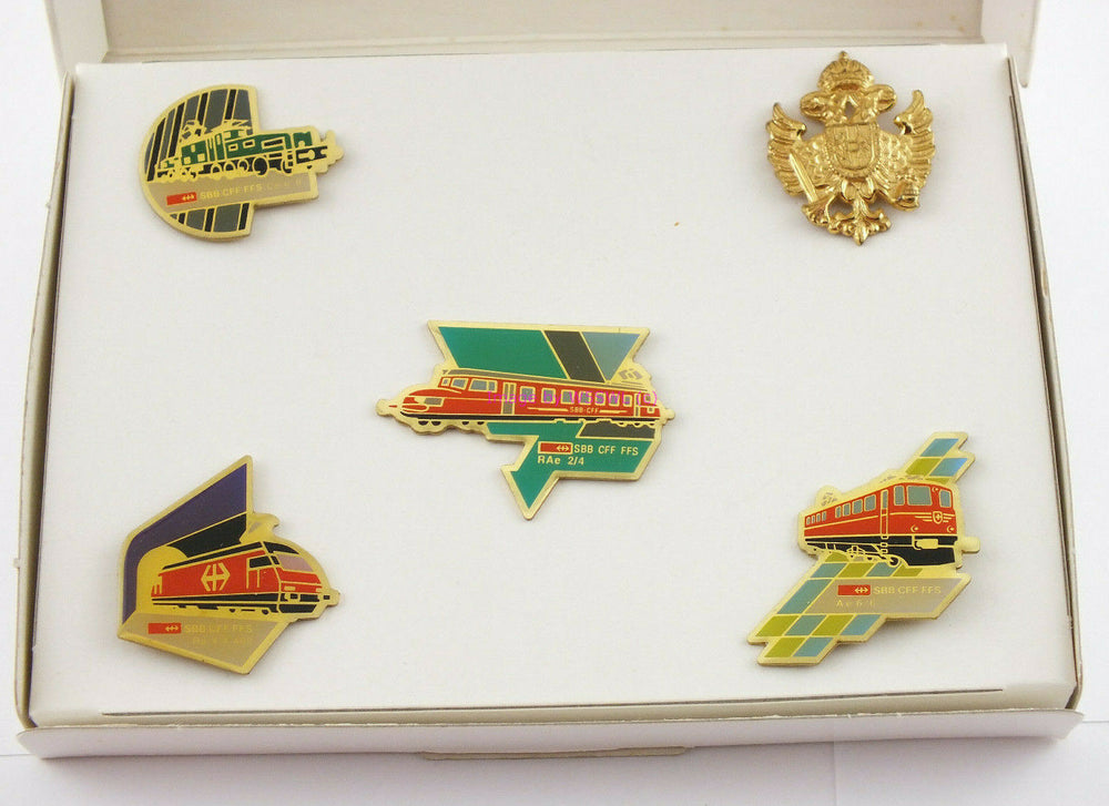 Swiss Federal Railways SBB CFF FFS Lapel or Hat Pins in box set Vintage Rare - Dave's Hobby Shop by W5SWL