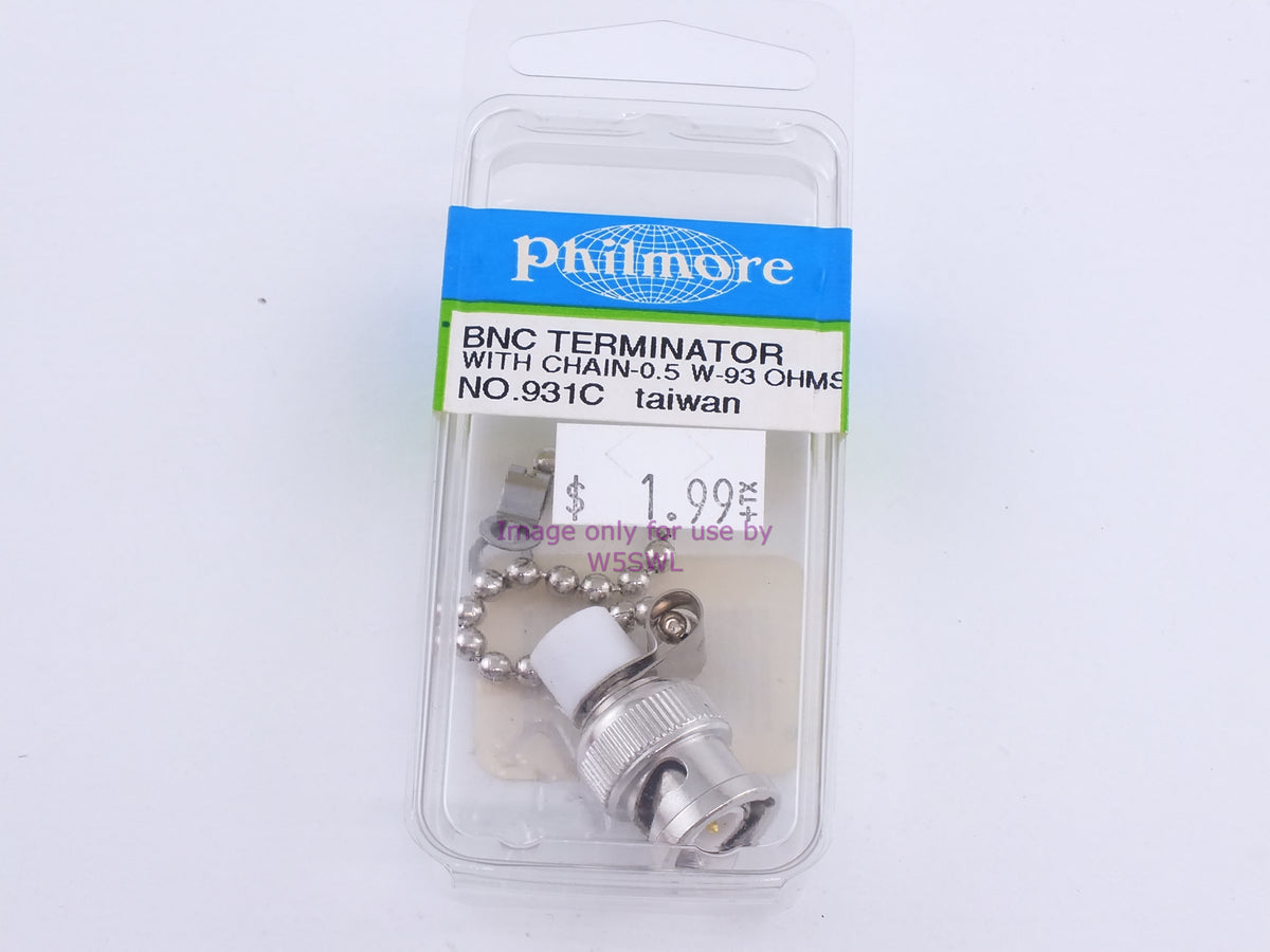 Philmore 931C BNC Terminator with Chain .5Watt 93 Ohms (Bin85) - Dave's Hobby Shop by W5SWL