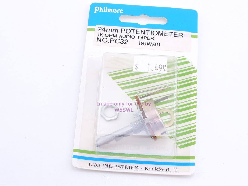 Philmore PC32 24mm Potentiometer 1K Ohm Audio Taper (bin66) - Dave's Hobby Shop by W5SWL